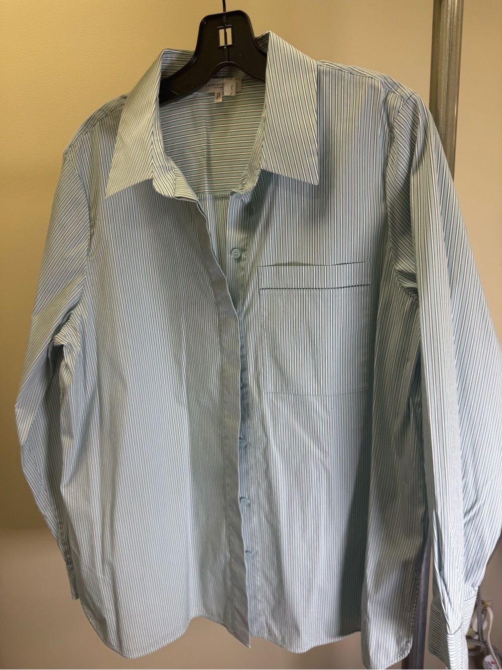 Lafayette 148 New York Light Blue Pinstripe Button-Down Shirt